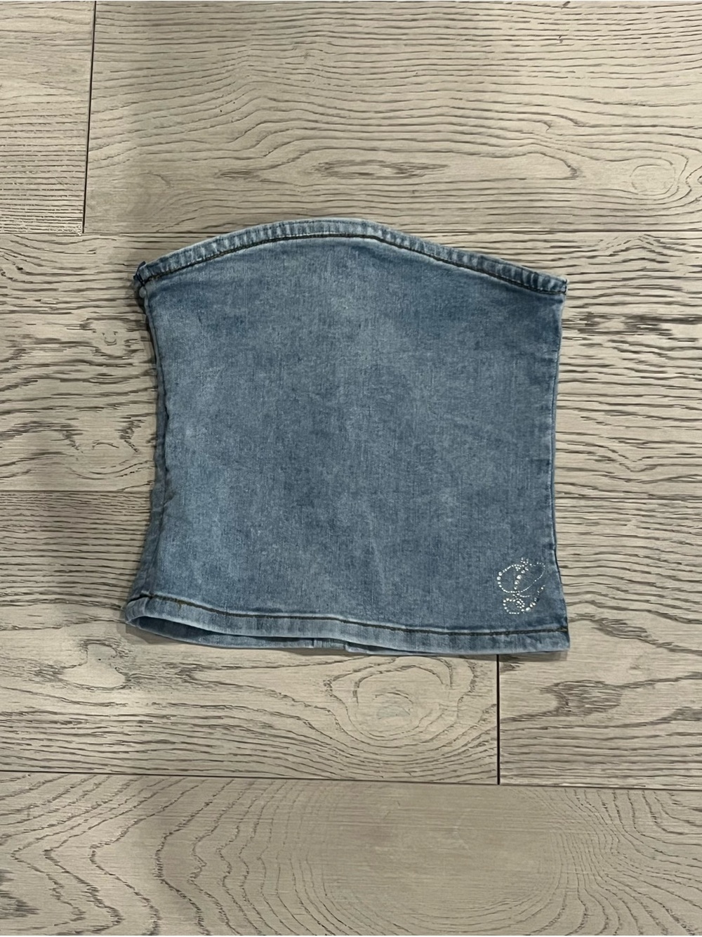 I.AM.GIA Denim Tube Top with Rhinestone Accent
